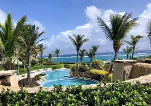 1BR/2BA Suite - Kitchen, Living Room & Balcony - Private Resort on Crane Beach!n
