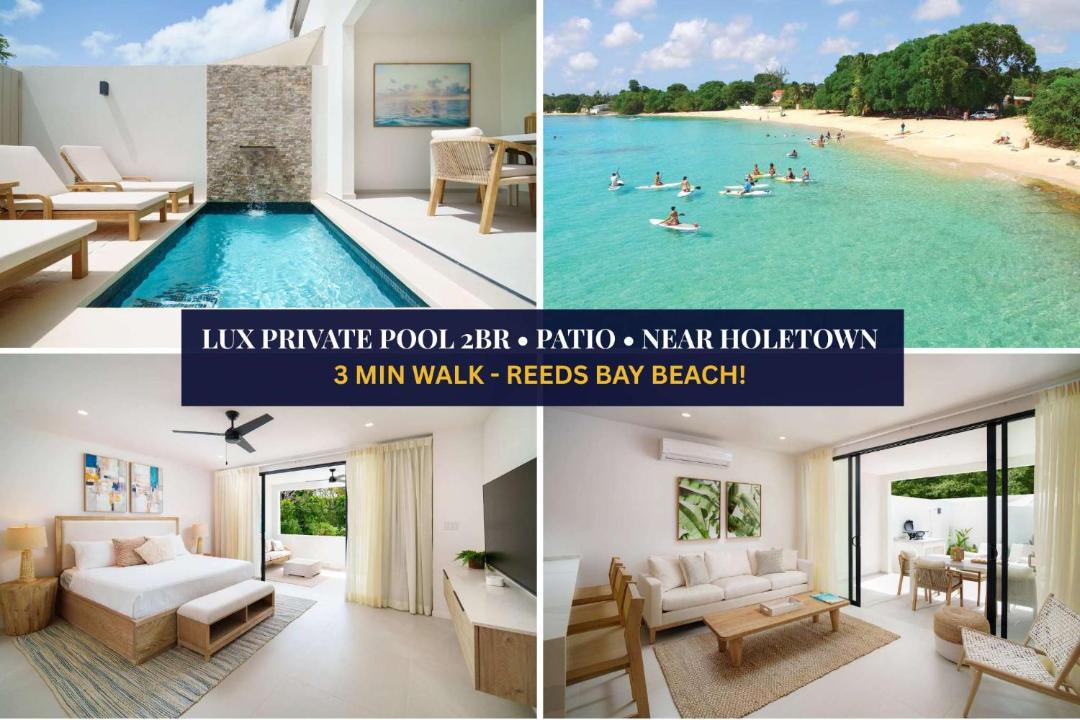 Gibbes House | New Stylish 2BR Villa Walk to Beach Pool